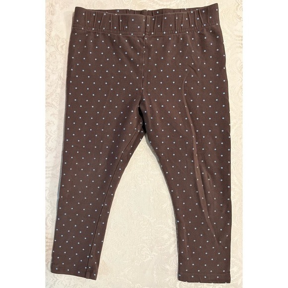 Lands’ End child’s chocolate brown & blue polka dot leggings in size 8 - Picture 1 of 5